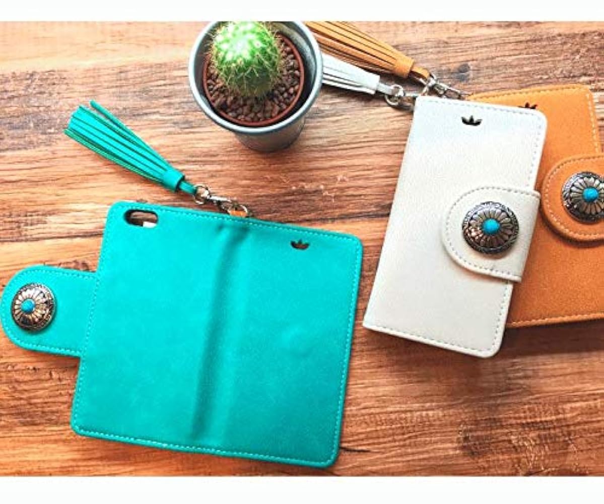 ウール・レザー ケース ターコイズボタン付き コンチョシルバー925/天然ターコイズ・シェルレッド/コンチョ